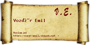 Vozár Emil névjegykártya